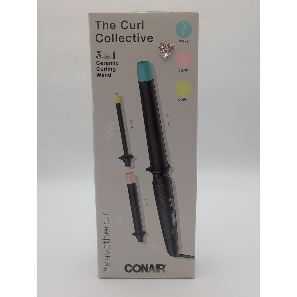 Conair The Curl Collective 3-in-1 Ceramic Curling Wand Model NPTCCC01 - OPEN BOX